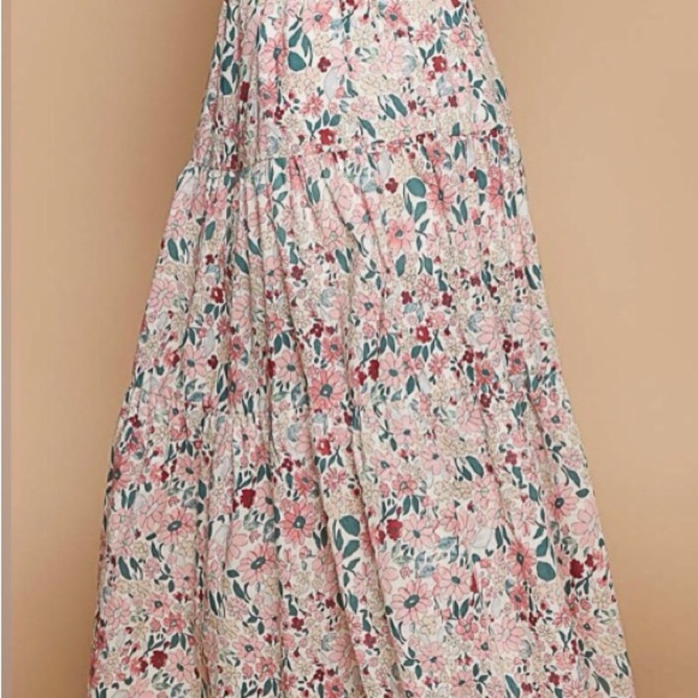 Floral Maxi Skirt - Pink and Green